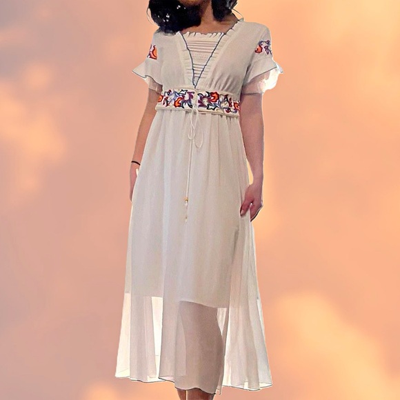 Dresses & Skirts - Embroidered White Maxi Dress
